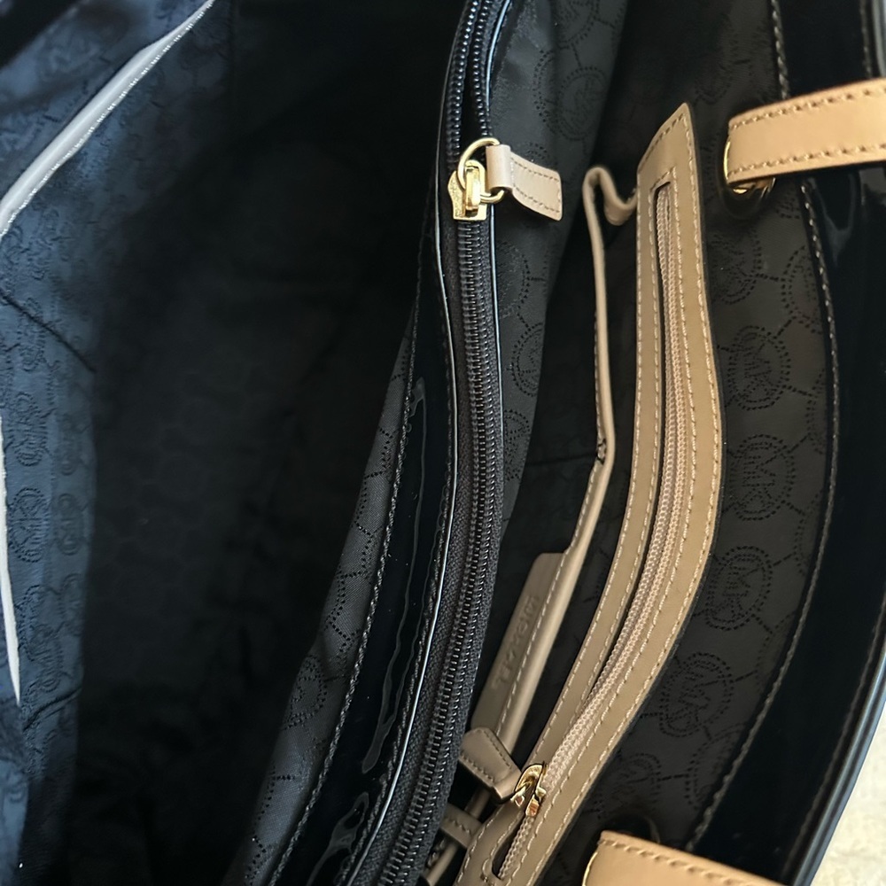 Michael Kors Glossy Black Tote with Gold Accents - Picture 8 of 10